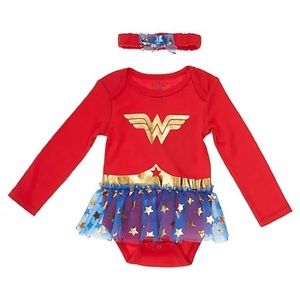 Wonder Girl Tutu Bodysuit and Headband Set in Red